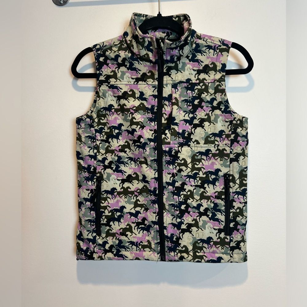 Cowgirl Legend All Over Horse Vest Girls Large Warm Cowgirl Equestrian rodeo